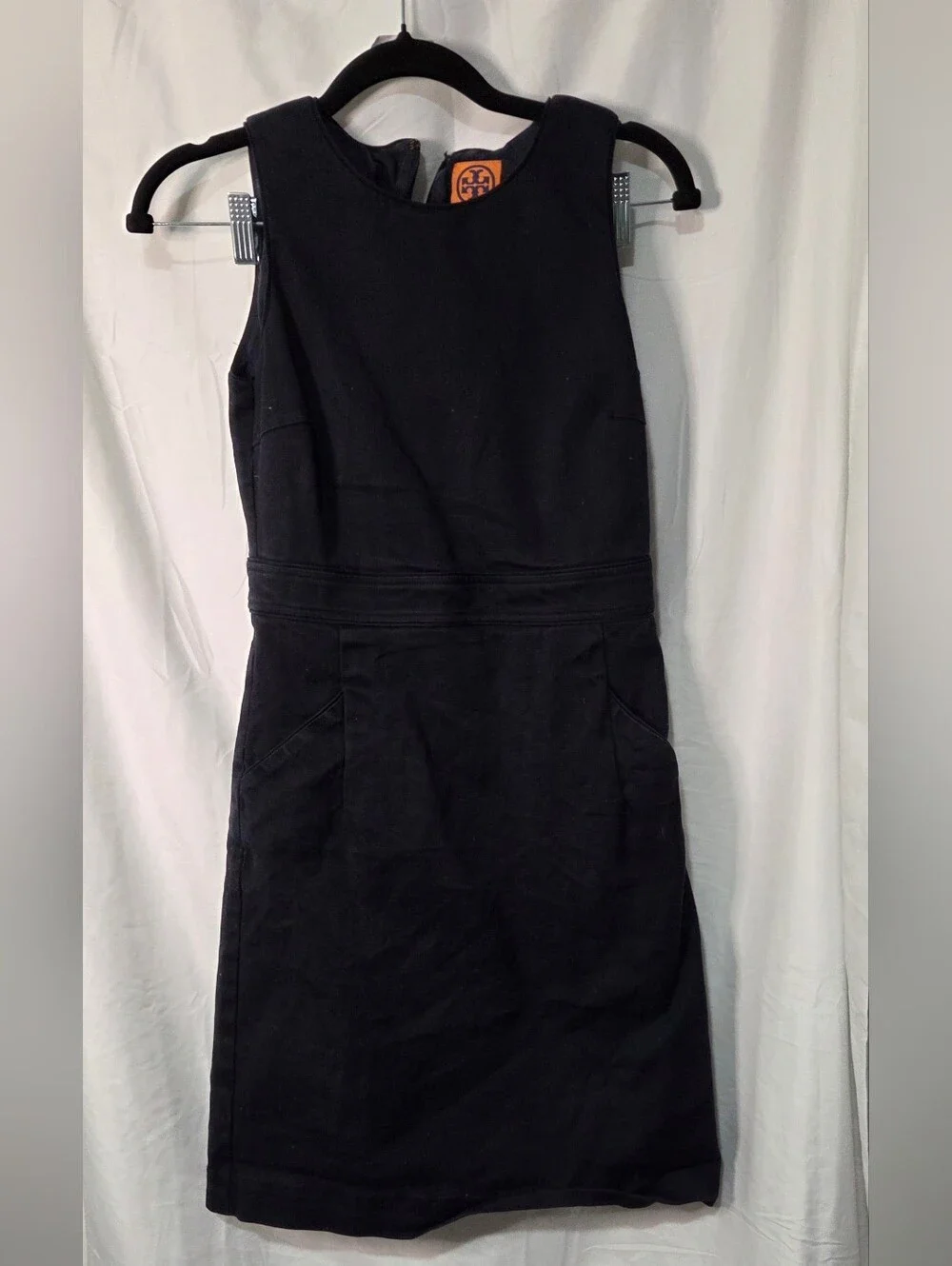 Tory Burch Black Sleeveless Midi Sheath Dress
